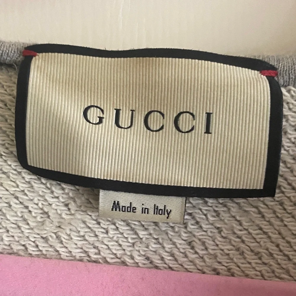 NWOT Gucci Men Light Gray Hoodie with Logo Stripes, Size M